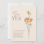 Eenvoudige kleurrijke wilde bloem zei ze ja Verlov Kaart (Voorkant)