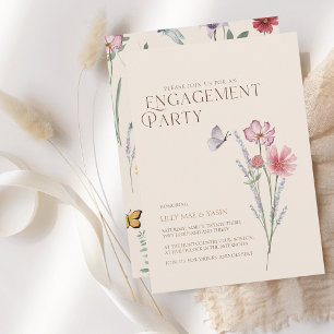 Eenvoudige kleurrijke Wildflower Engagement Party Kaart