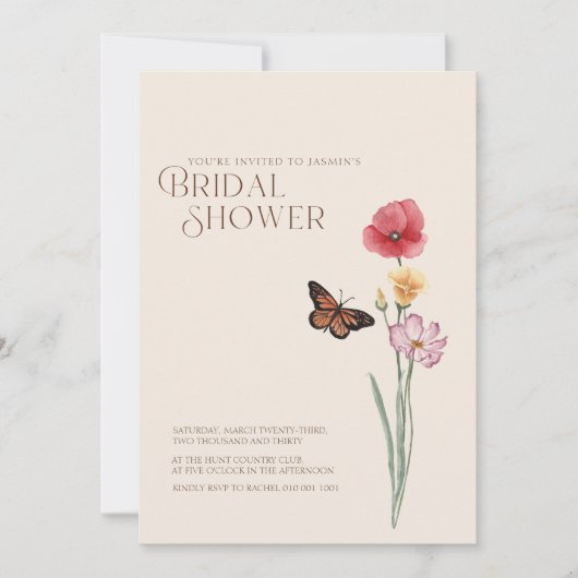 Eenvoudige kleurrijke Wildflower Vrijgezellenfeest Kaart (Voorkant)