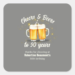 Eenvoudige Klevende Brillen Proost Bieren op 50 Ja Vierkante Sticker