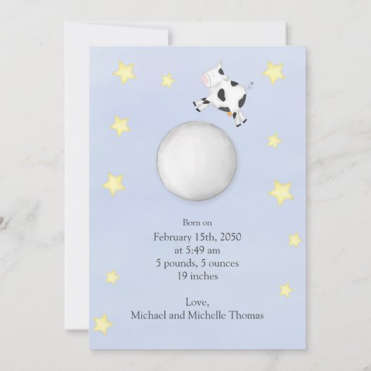 Eenvoudige Koe van de Waterverf van de Baby over d Aankondiging (Achterkant)