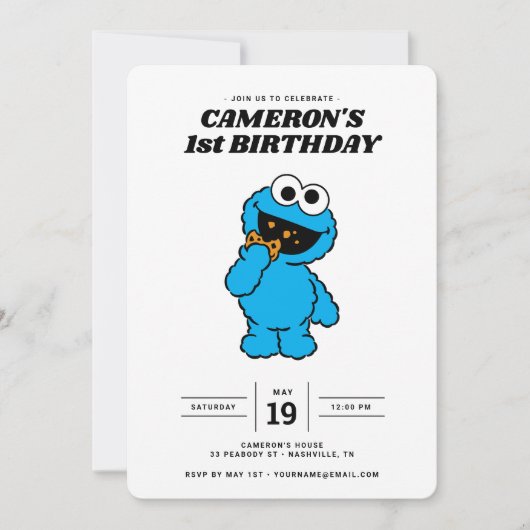 Eenvoudige Koekjesmonster 1e verjaardag Kaart (Voorkant)