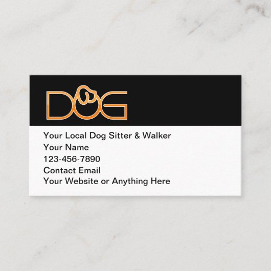Eenvoudige koele hond lopen zitten visitekaartje (Voorkant)