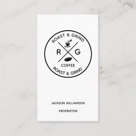 Eenvoudige koffiebonen en beker Logo |Artisan Coff Visitekaartje