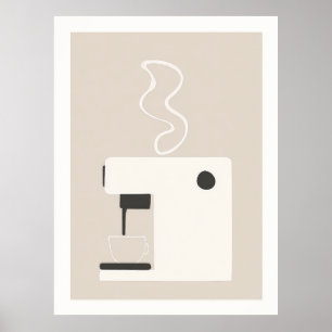 Eenvoudige koffiemachine - Modern keuken kunstpost Poster