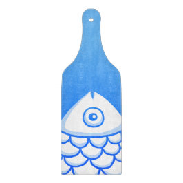 Eenvoudige Koi Karper Vis Blauw Wit Abstract Snijplank