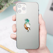 Eenvoudige Kokopelli tekening in oranje en blauw Sticker (Telefoon)