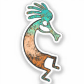 Eenvoudige Kokopelli tekening in oranje en blauw Sticker (Voorkant)