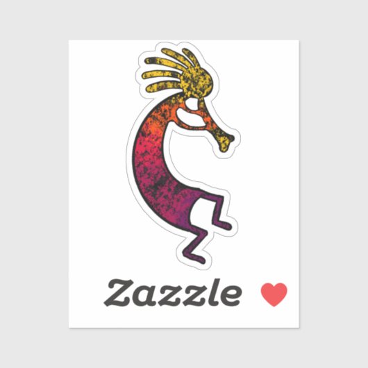 Eenvoudige Kokopelli-tekening in rode kleur Sticker (Vel)