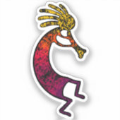 Eenvoudige Kokopelli-tekening in rode kleur Sticker (Voorkant)