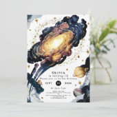 Eenvoudige komeet ruimte verjaardag kaart (Staand voorkant)