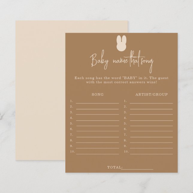 Eenvoudige konijn Naam dat lied baby shower spel (Voorkant / Achterkant)