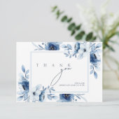 Eenvoudige koningsblauwe weelde bloemenbruiloft bedankkaart (Staand voorkant)