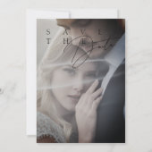 Eenvoudige koningsblauwe weelde moderne foto bruil save the date (Achterkant)