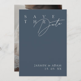 Eenvoudige koningsblauwe weelde moderne foto bruil save the date