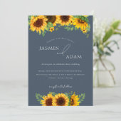 Eenvoudige koningsblauwe weelde zonnebloemen bruil kaart (Staand voorkant)