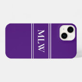 Eenvoudige koninklijke Paarse en witte monogrammen iPhone Hoesje (Achterkant horizontaal)