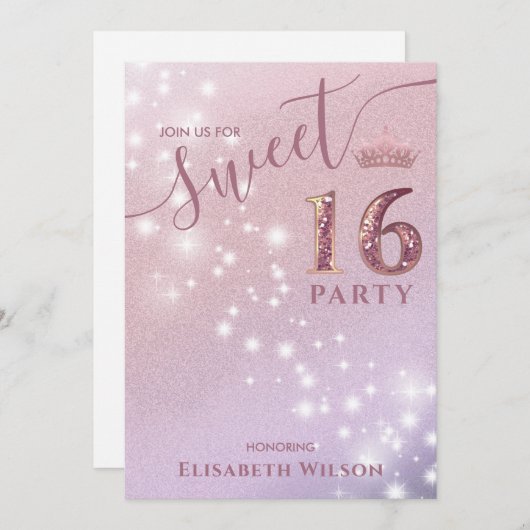 Eenvoudige kool roos goudtiara, zoet 16 kaart (Voorkant / Achterkant)