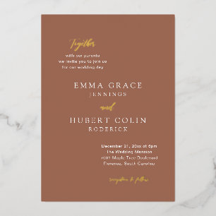 Eenvoudige koperen typografische moderne elegante  folie uitnodiging