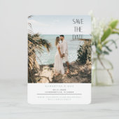 Eenvoudige Koppel Foto Zeeschuim Afgerond Bewaar d Save The Date (Staand voorkant)