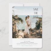 Eenvoudige Koppel Foto Zeeschuim Afgerond Bewaar d Save The Date (Voorkant)