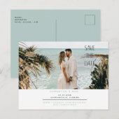 Eenvoudige koppeling foto Seafoam Save the Date Uitnodiging Briefkaart (Voorkant / Achterkant)