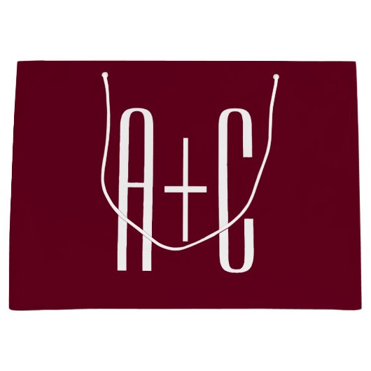 Eenvoudige Koppels Initialen | Wit & Burgundy Groot Cadeauzakje (Voorkant)