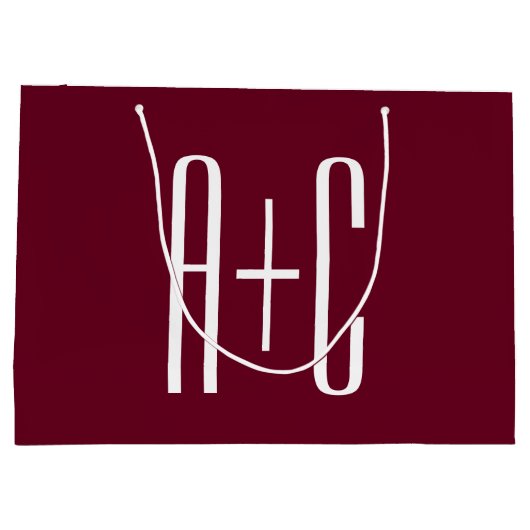 Eenvoudige Koppels Initialen | Wit & Burgundy Groot Cadeauzakje (Achterkant)