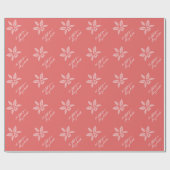 Eenvoudige koraal  lichtrode ventilator met naam cadeaupapier (Vlak)