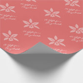 Eenvoudige koraal  lichtrode ventilator met naam cadeaupapier (Hoek)