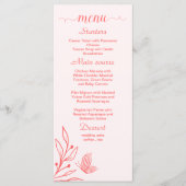 Eenvoudige koraal roze bloemenbruiloft menu (Voorkant)