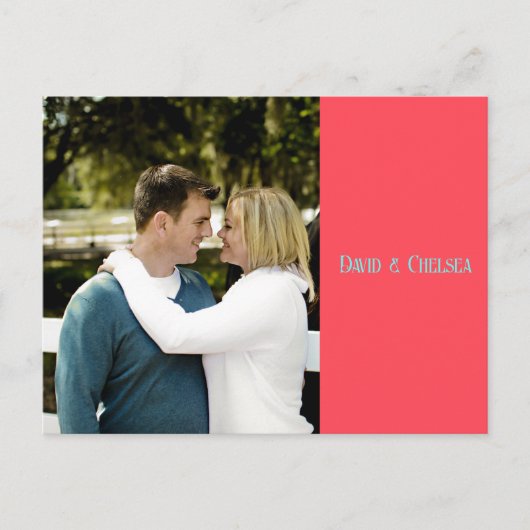 Eenvoudige Koraal & Teal STD-ansichtkaart Aankondigingskaart (Voorkant)