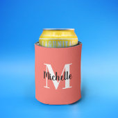 Eenvoudige koraalroze en witte Sjabloon Blikjeskoeler