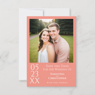 Eenvoudige koraalroze moderne minimalistische foto save the date