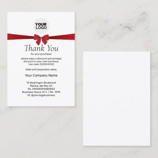 Eenvoudige korting Bedankt voor uw aankoop (Voorkant / Achterkant)