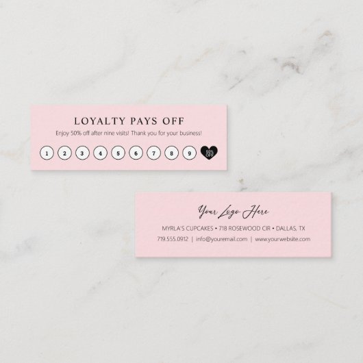 Eenvoudige korting voor klanten met blindstaart me klantenkaartje (Voorkant / Achterkant)