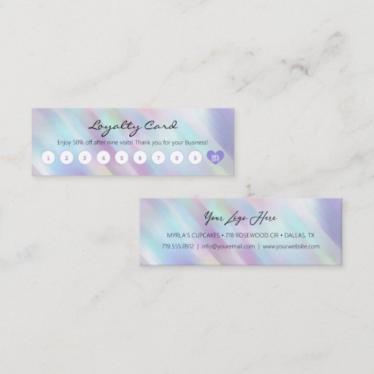 Eenvoudige korting voor klanten — Pastel-holografi Klantenkaartje (Voorkant / Achterkant)