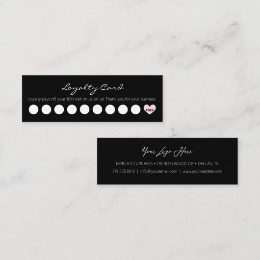 Eenvoudige korting voor klanten - zwart en wit, me klantenkaartje (Voorkant / Achterkant)