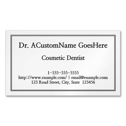 Eenvoudige Kosmetische Tandarts Magnetisch Visitek Magnetisch Visitekaartje (Voorkant)