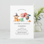 Eenvoudige kostuums & cocktails Halloween Party Kaart (Staand voorkant)