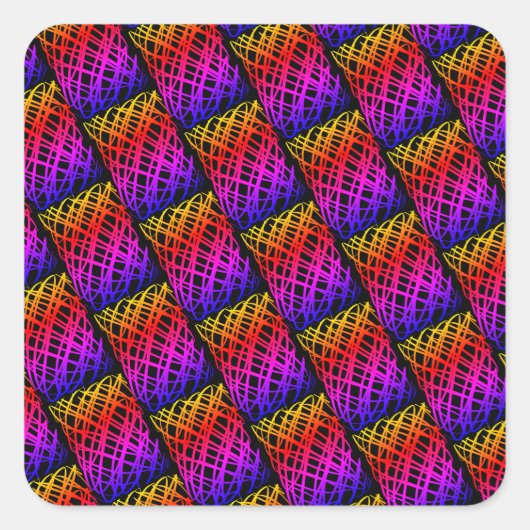 Eenvoudige krabbel | Half Drop | Zwarte achtergron Vierkante Sticker (Voorkant)