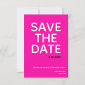 Eenvoudige Krachtige Felroze Typografie Save The Date (Voorkant)