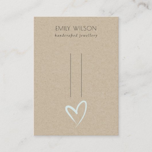 Eenvoudige Kraft Blue Heart Hairclips Pin display Visitekaartje (Voorkant)