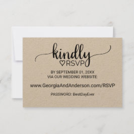 Eenvoudige Kraft Calligrafie Huwelijkswebsite RSVP Kaart