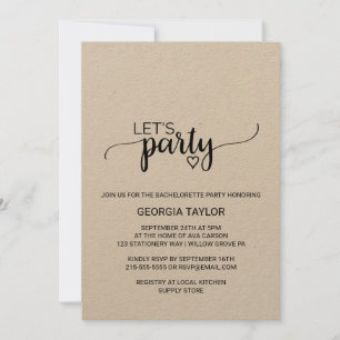 Eenvoudige Kraft Calligraphy Bachelorette Kaart