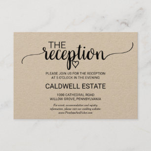 Eenvoudige Kraft Calligraphy Reception Kaart
