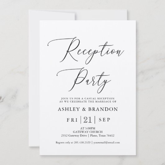 Eenvoudige Kraft Calligraphy Rustic Reception Part Kaart (Voorkant)