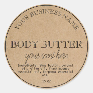 Eenvoudige Kraft Handgemaakte Body Butter Scrub Lo Ronde Sticker