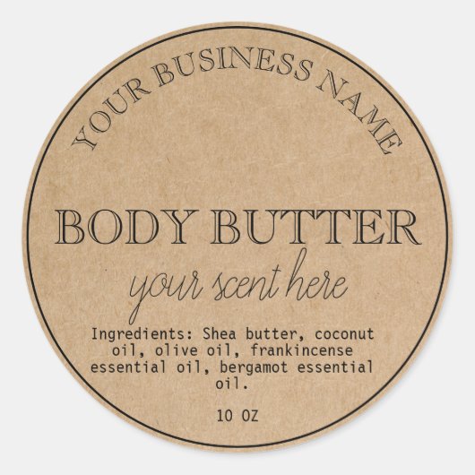 Eenvoudige Kraft Handgemaakte Body Butter Scrub Lo Ronde Sticker (Voorkant)