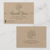Eenvoudige Kraft Handgeschreven Harten Klant Dank  Visitekaartje (Voorkant / Achterkant)